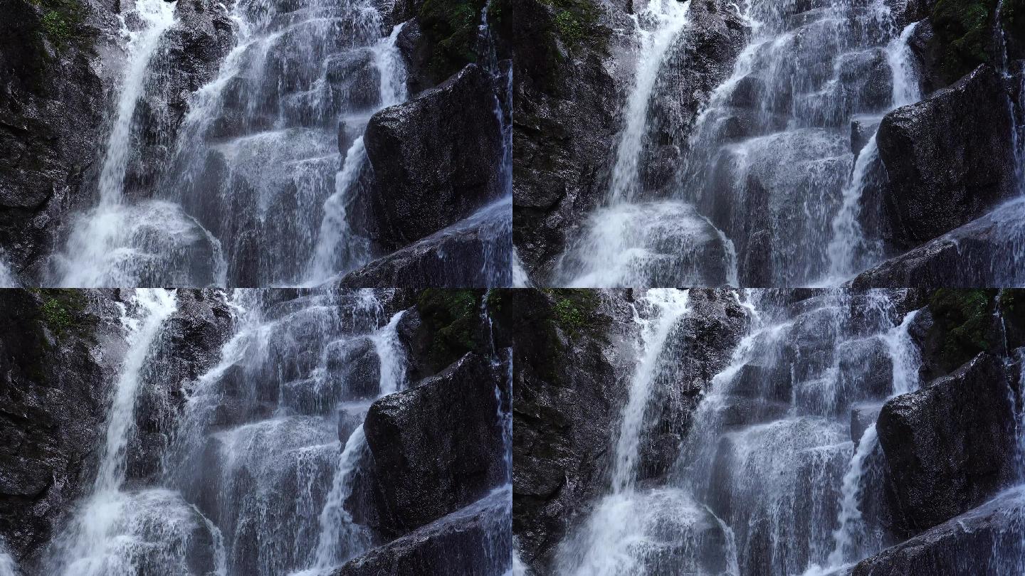 瀑布的特写镜头飞流直下高山流水溪水泉水