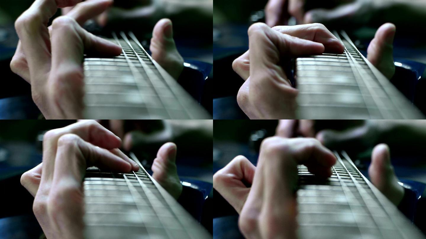 吉他手指特写弹奏