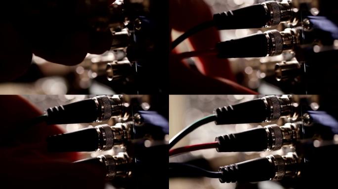 将视频电缆插入专业录像机