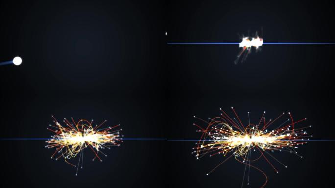 强子对撞机中粒子碰撞的动画