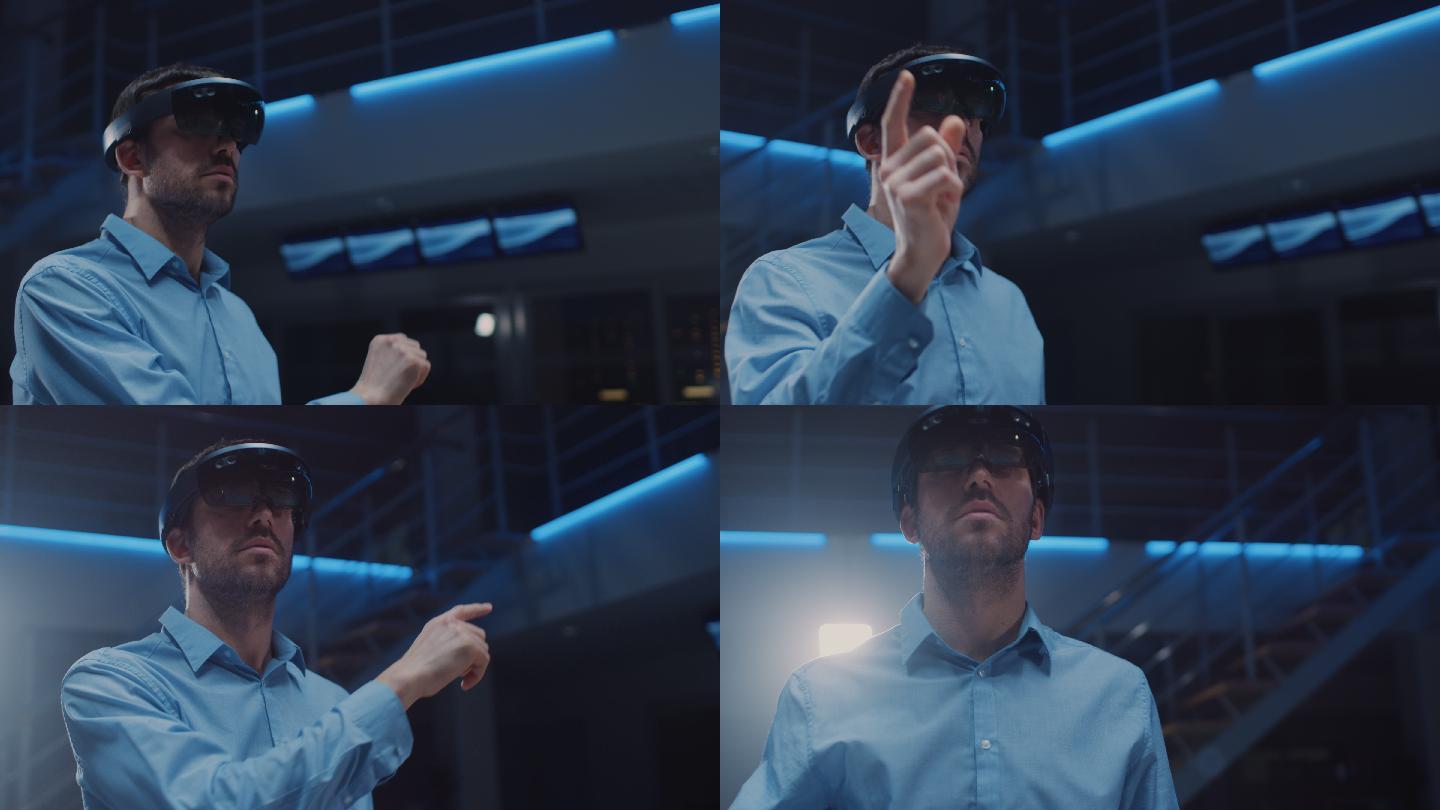 带着VR眼镜的实验室工程师