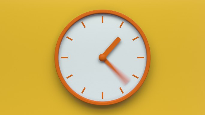 黄色背景中的时钟钟表时间流逝时针