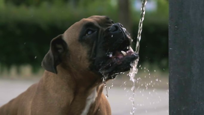 狗狗在公园喝水