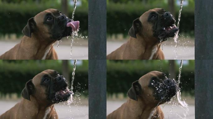 狗狗在公园喝水