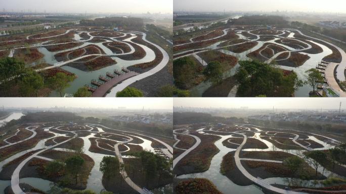 4K原素材-航拍上海花开海上生态园