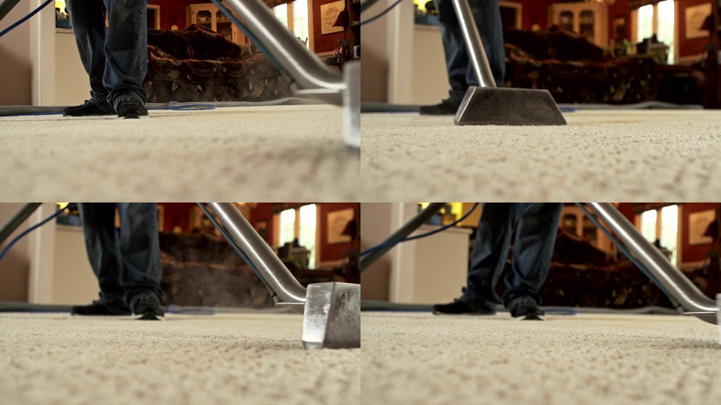 用专业蒸汽清洁器清洁地毯