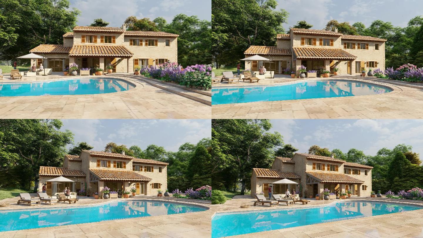 带泳池和花园的地中海风格别墅