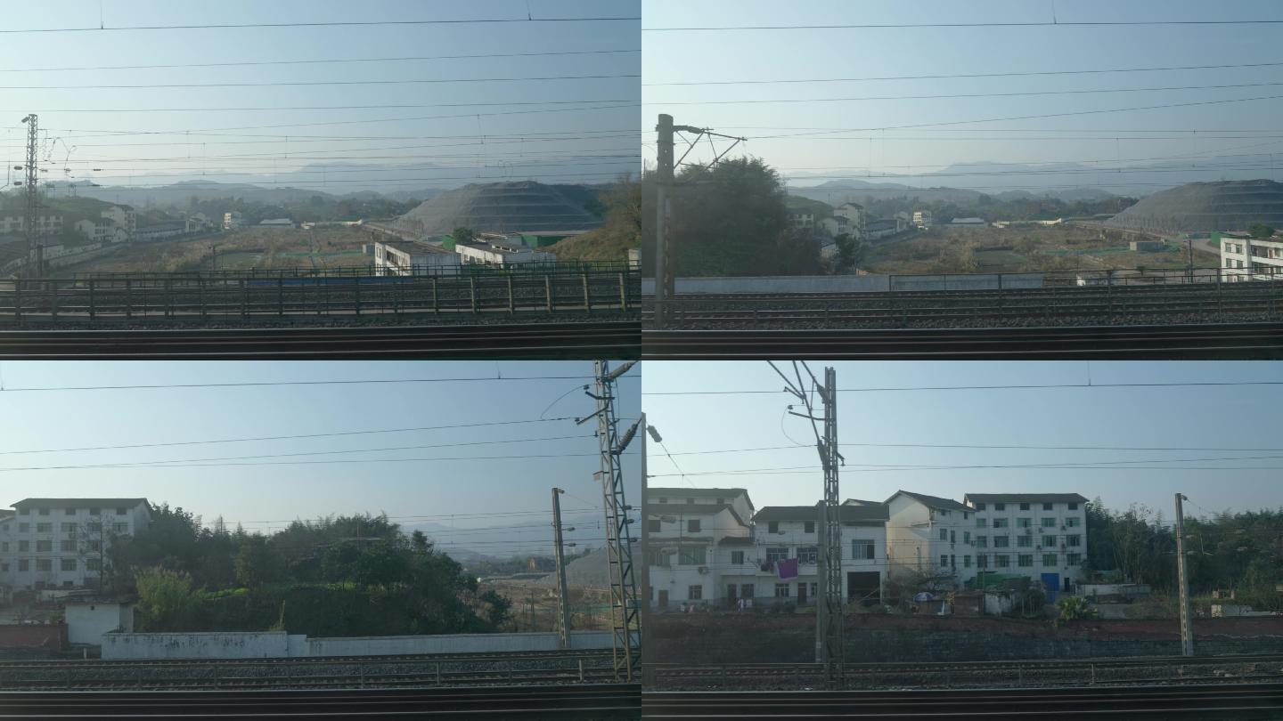 4K列车行驶窗外风景