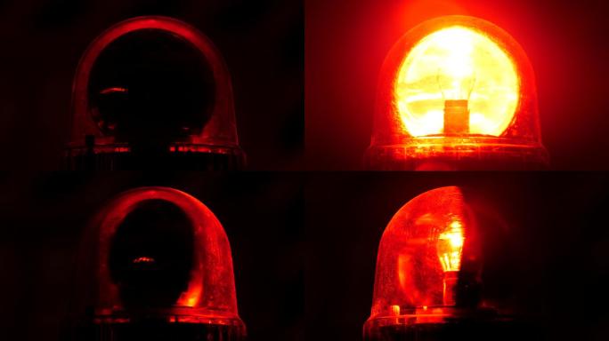 红色闪烁应急灯的特写镜头