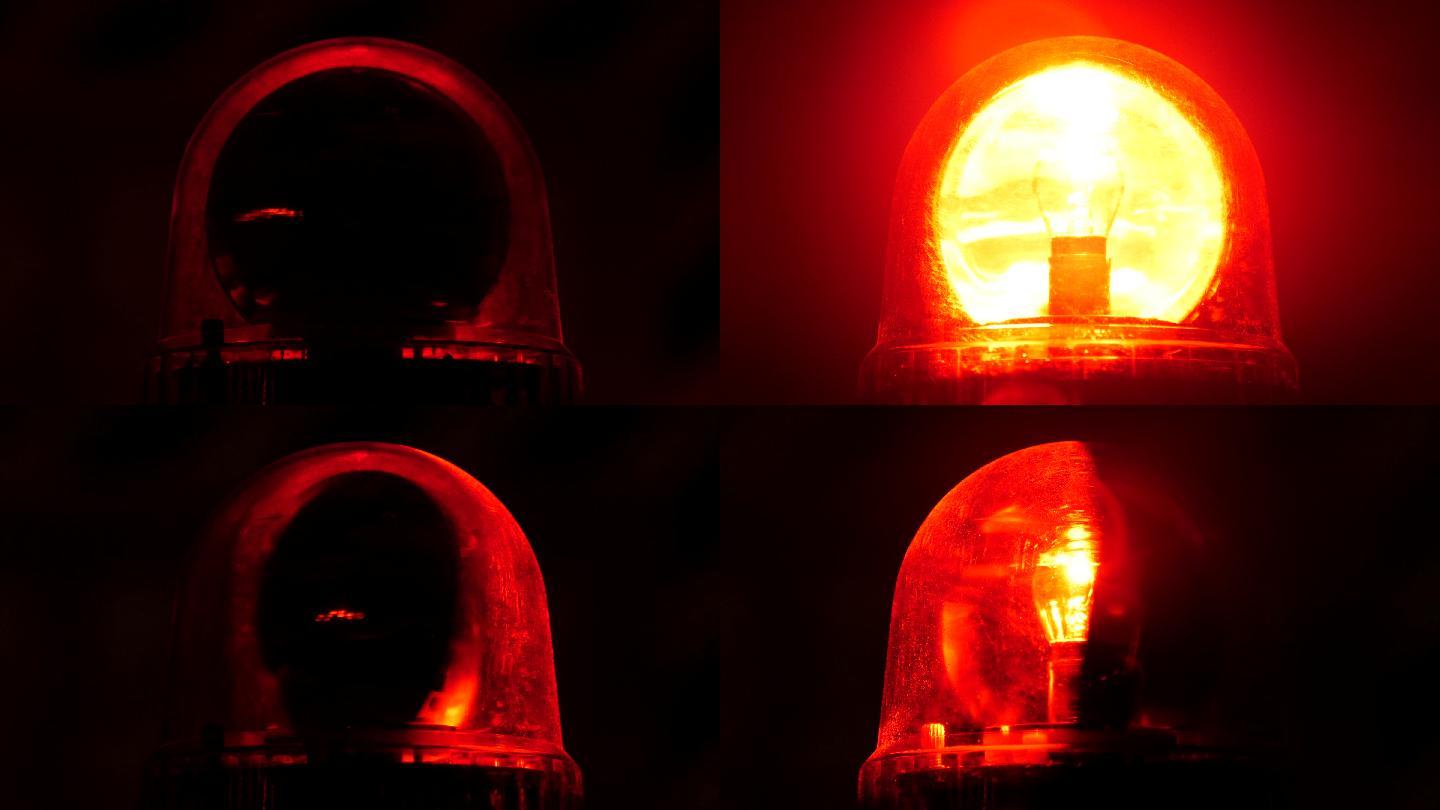 红色闪烁应急灯的特写镜头
