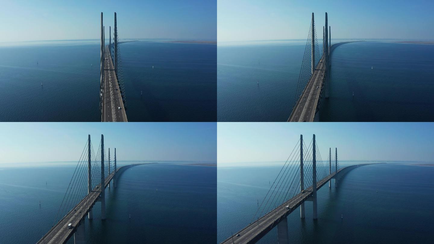 波罗的海上的大桥全景鸟瞰图
