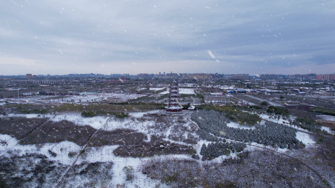 航拍4k正定雪景