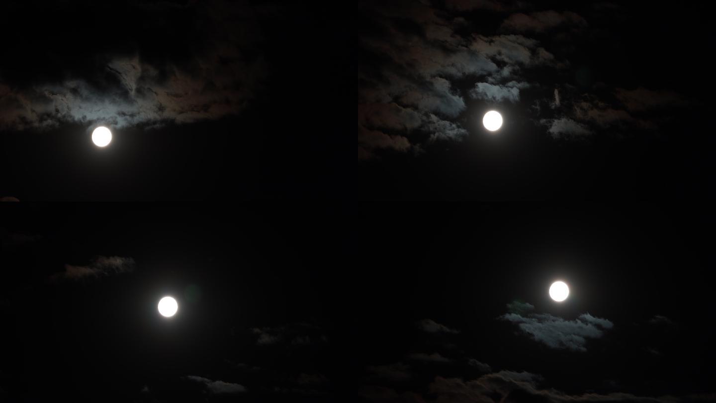 满月在飞云后面移动