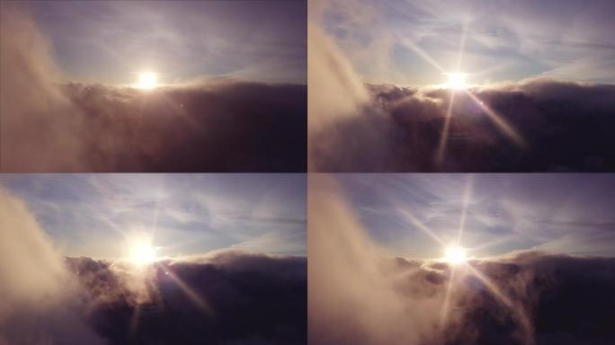 云层中的日出云海云雾光明希望气势磅礴