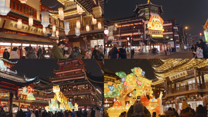 【4K】上海城隍庙 春节豫园赏灯人群