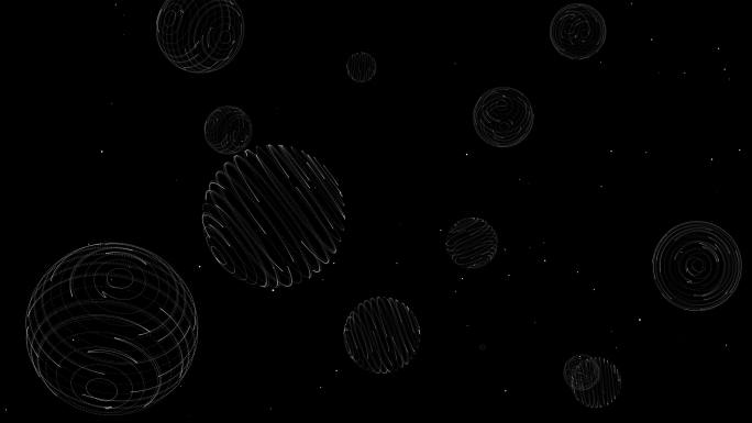 4K球形粒子线条空间旋转通道循环