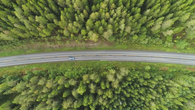 道路鸟瞰图俯瞰航拍美丽风景风光