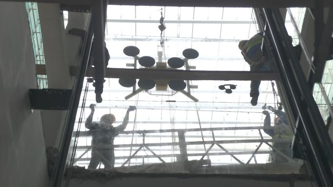 玻璃吊装 玻璃幕墙 起重机 吊车