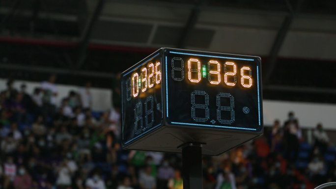 中国CBA篮球比赛计时器球迷倒计时特写