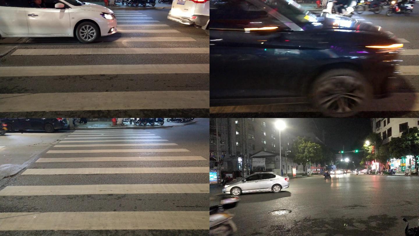 车流街拍夜景车流人流延时拍摄红绿灯转角