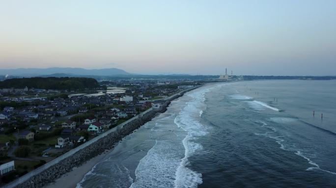 福岛海岸线航拍核废水海滩