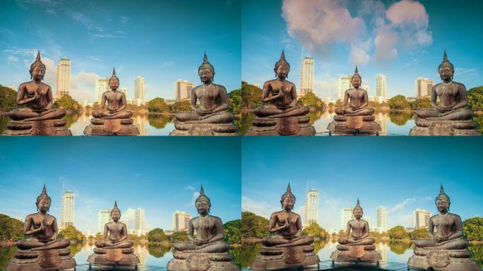 禅佛宗教信仰航拍泰国曼谷延时