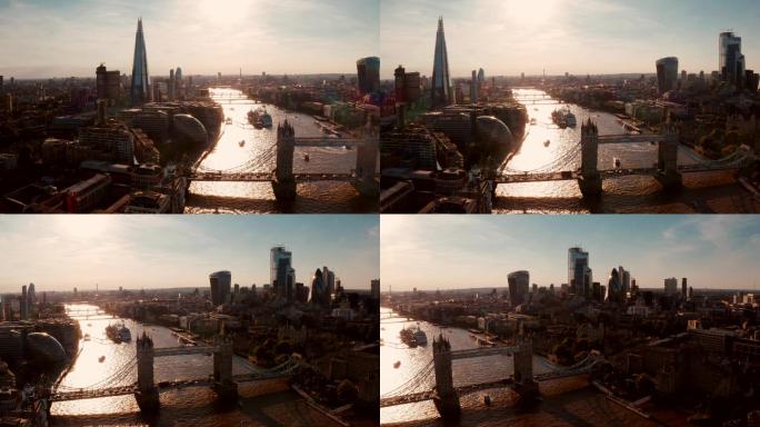 从空中俯瞰伦敦城的美景。