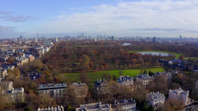 伦敦海德公园美丽的空中全景