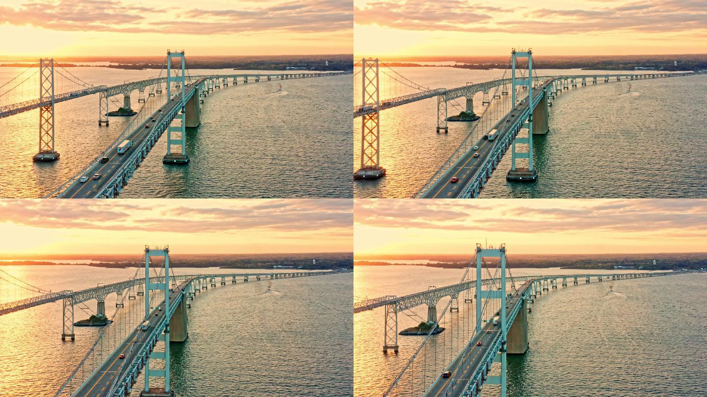 切萨皮克海湾大桥的无人机镜头