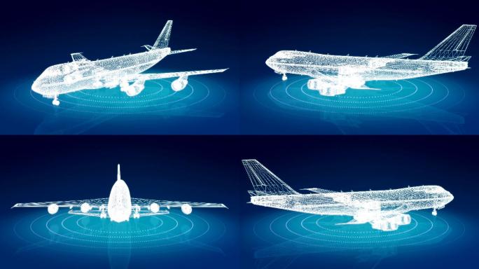 旋转飞机三维3d模型场景AR投影