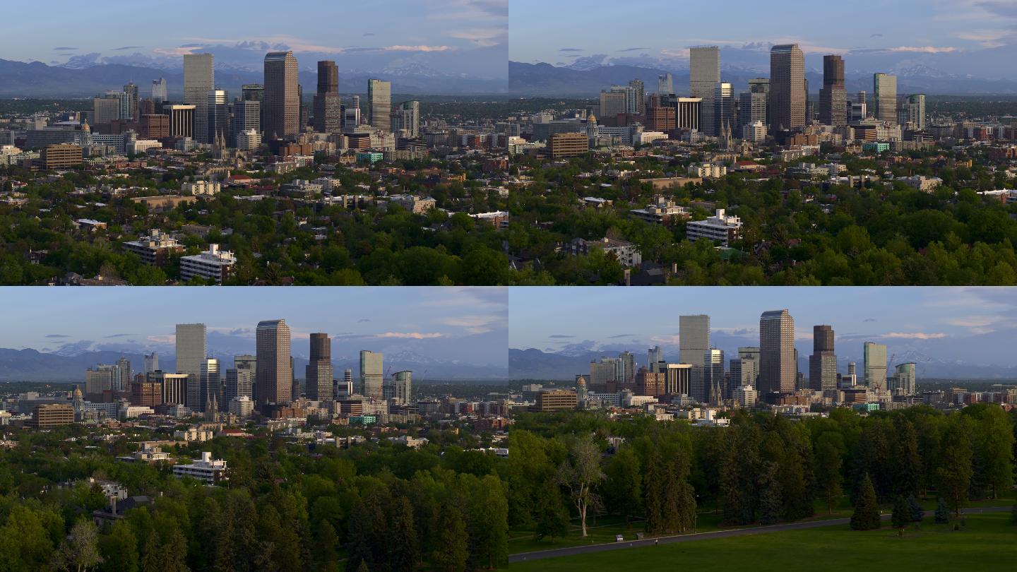 丹佛市中心俯瞰图航拍宣传片风光风景外国都