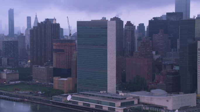 曼哈顿联合国秘书处大楼鸟瞰图。