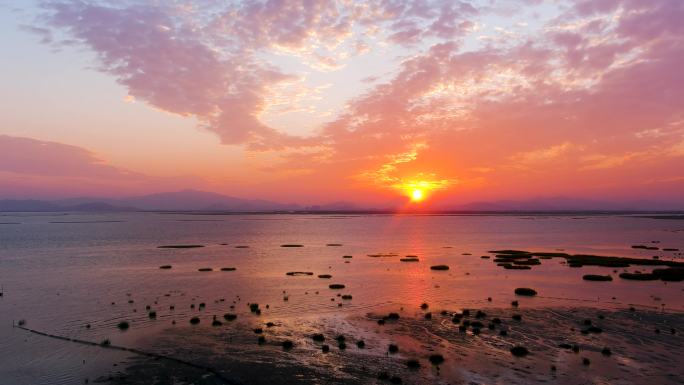 大海 红霞 夕阳