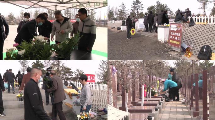 清明节市民烈士献花到墓地祭奠亲人文明祭祀