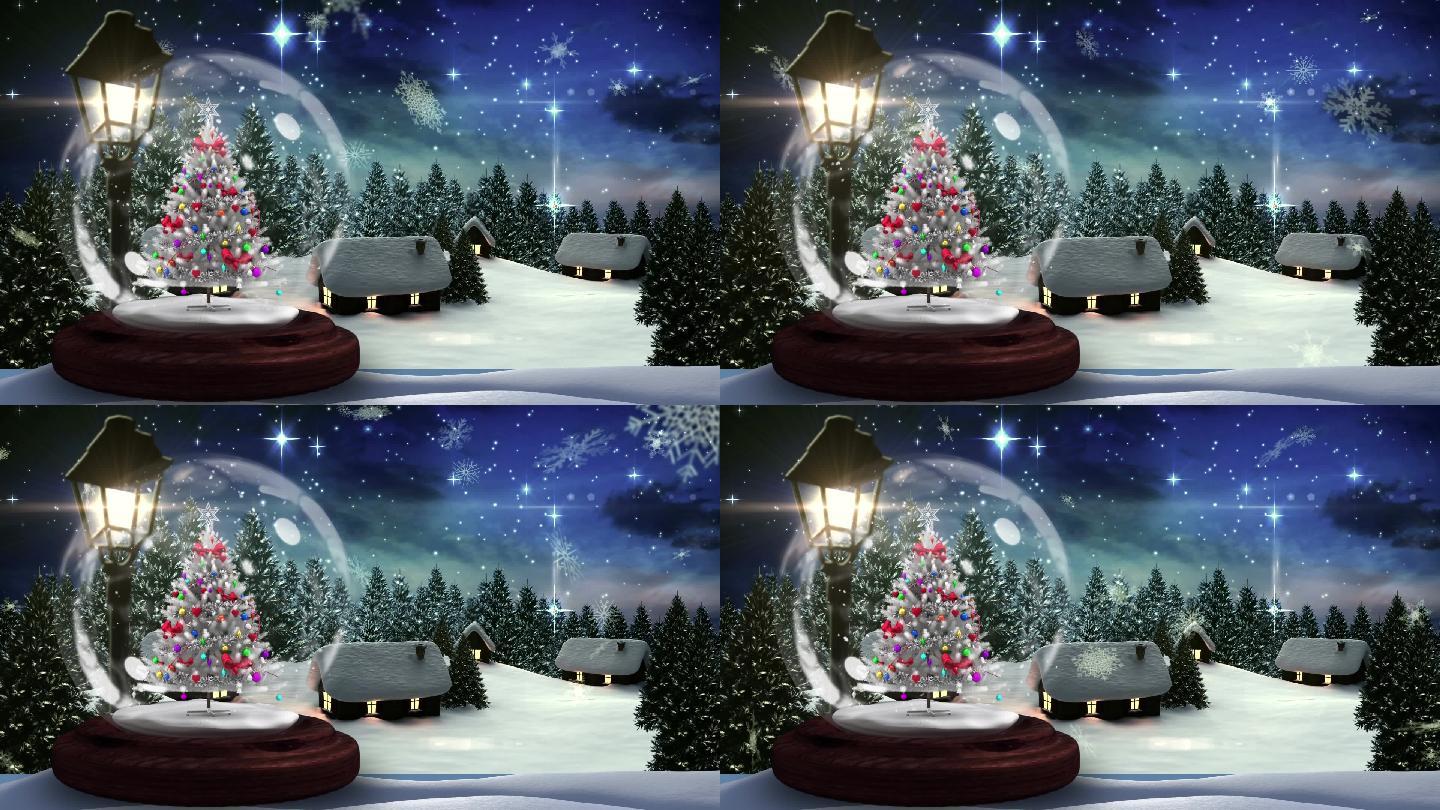 圣诞节背景水晶球玻璃球梦幻唯美圣诞