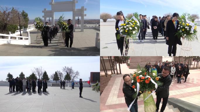 清明节社会各界人士向烈士纪念碑献花祭奠