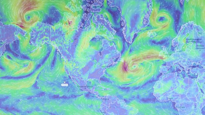 卫星风速图遥感信号4K科技天气预报