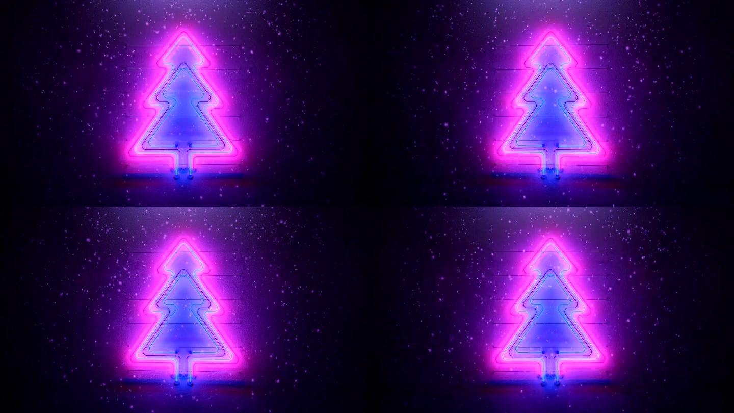 霓虹灯圣诞树高清视频素材