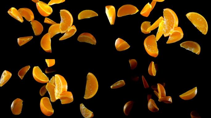 橘子片电商美食创意镜头橘子橙子抛起果子饮
