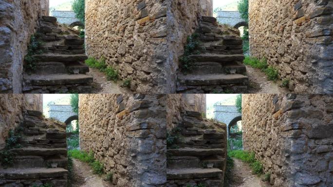 塞勒诺西兰托古村古代村落石板路石头墙