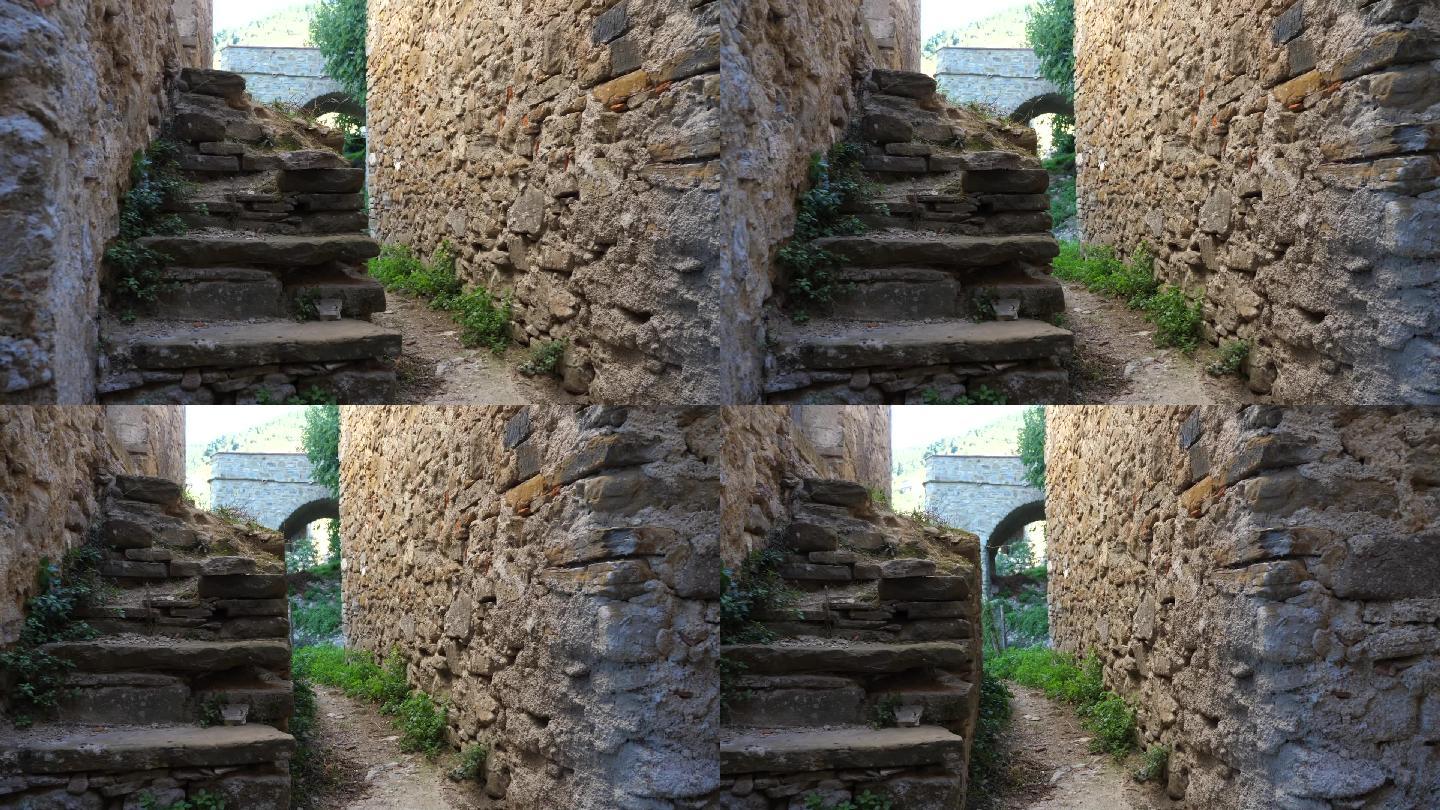 塞勒诺西兰托古村古代村落石板路石头墙