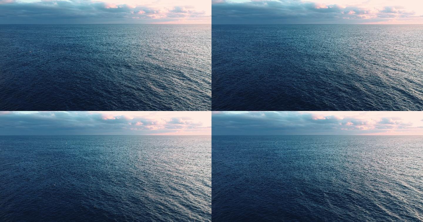 平静的海面广袤无垠海浪海水航拍大海