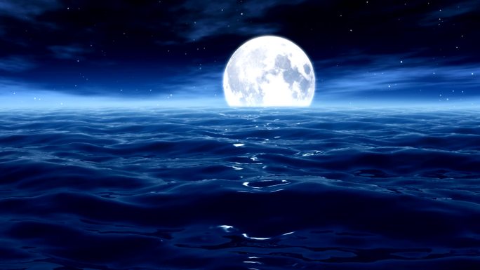 海上月光背景环境场景唯美大气LED