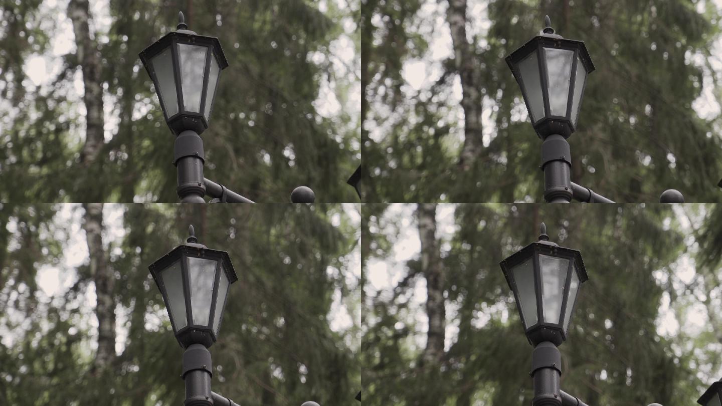 街道上的复古台灯街道路灯视频空镜头通用素