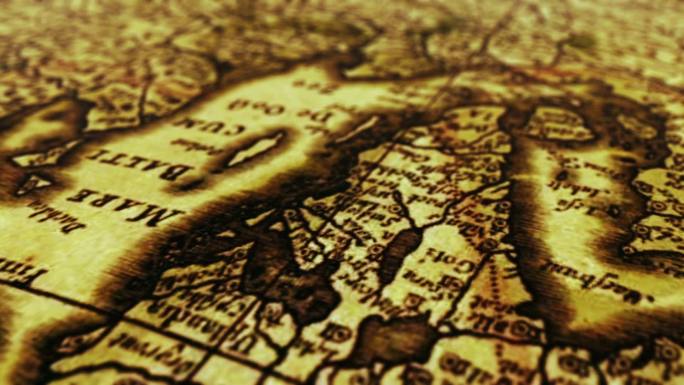 老式纸质地图麦哲伦新大陆寻宝探索