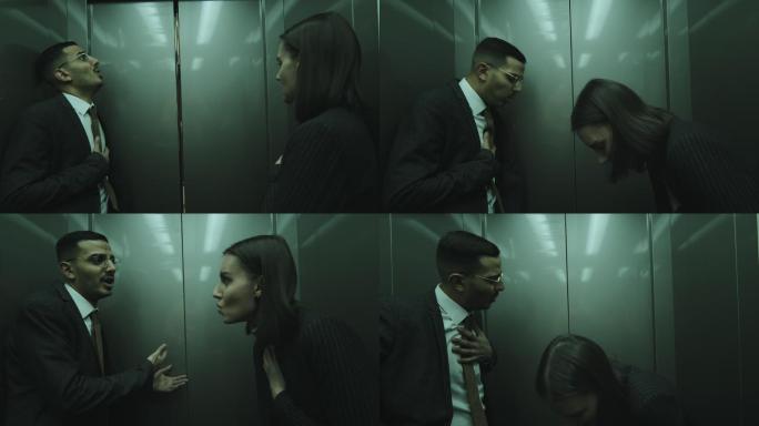 电梯里的商人逃离僵尸