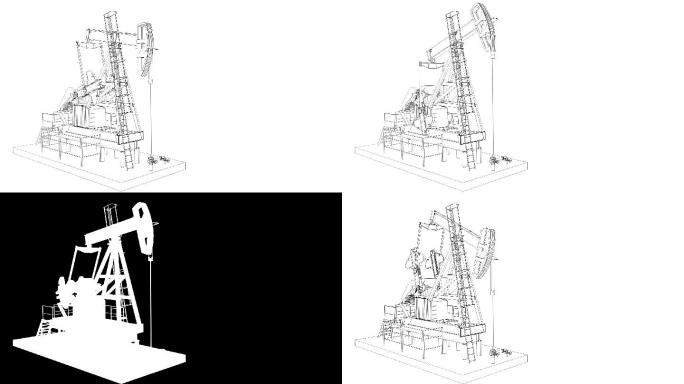 白色背景下工作油泵的细节轮廓