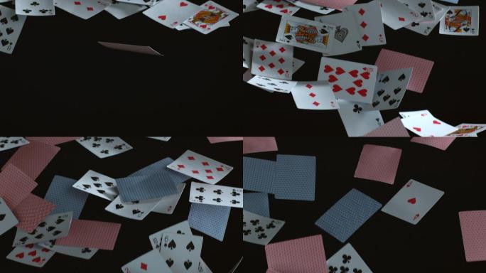 慢动作落下的卡片赌博纸牌升格