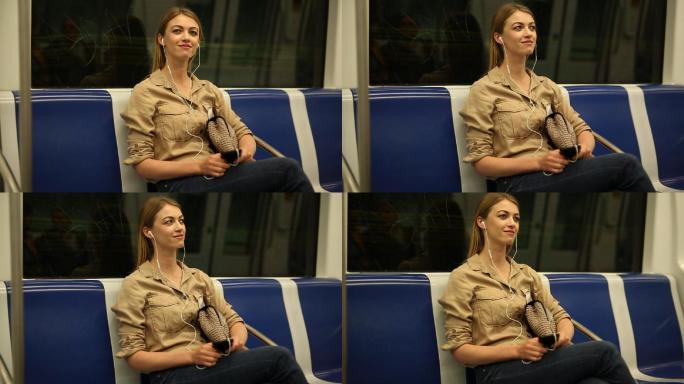 年轻女子乘坐地铁
