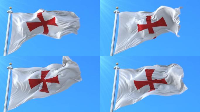 圣殿骑士团的旗帜在蓝天上飘扬